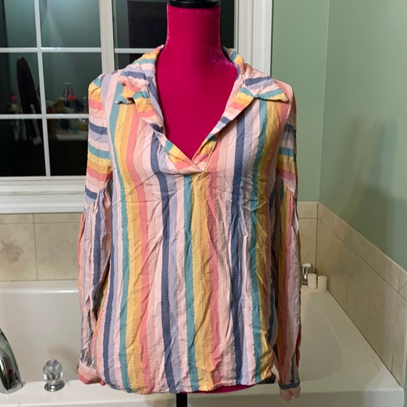 Amadi Anthropologie Rainbow Peasant Blouse Size Large Amadi-Anthro - Picture 4 of 10